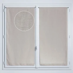 Vitrage tamisant uni poly-lin passe-tringle Gabin beige lin H.120 x l.60cm Rocle