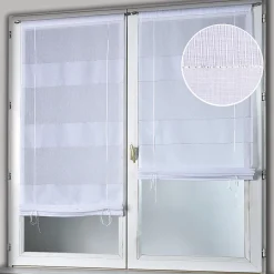 Vitrage Wanda blanc et argent 80 x 210 cm