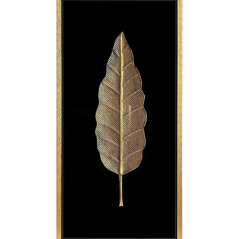 Vitrine décorative plume métal doré l.100 x H.50 cm CM creation