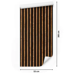 Vlieseline Papier Peint Pour Salon LAMELLES Imitation Bois 53cm x 300cm