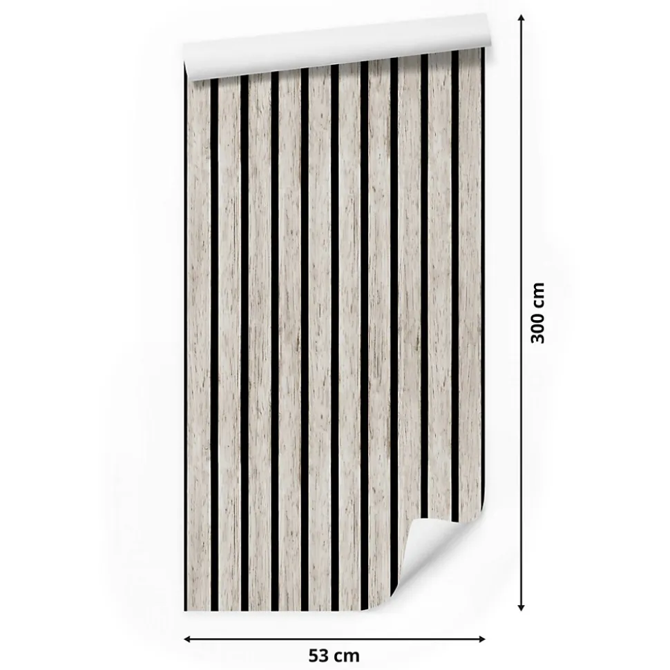 Vlieseline Papier Peint Pour Salon PLANCHES Lamelles Lambris 3D 53cm x 300cm