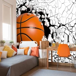 Vlieseline Papier Peint Photo BASKET-BALL Abstraction 3D Pour Chambre Enfants 90cm x 60cm