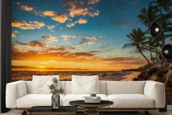 Vlieseline Papier Peint Photo COUCHER DE SOLEIL Plage Mer Paysage 3D 315cm x 210cm