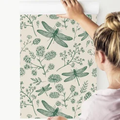 Vlieseline Papier Peint Photo LIBELLULE Fleurs Feuilles Pour Chambre