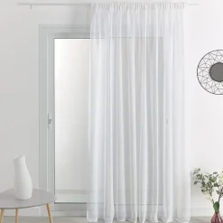 Voilage - Effet lin à galon fronceur (140x240 cm - Blanc)
