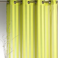 Voilage à rayures tissées (140x240 cm - Vert clair)