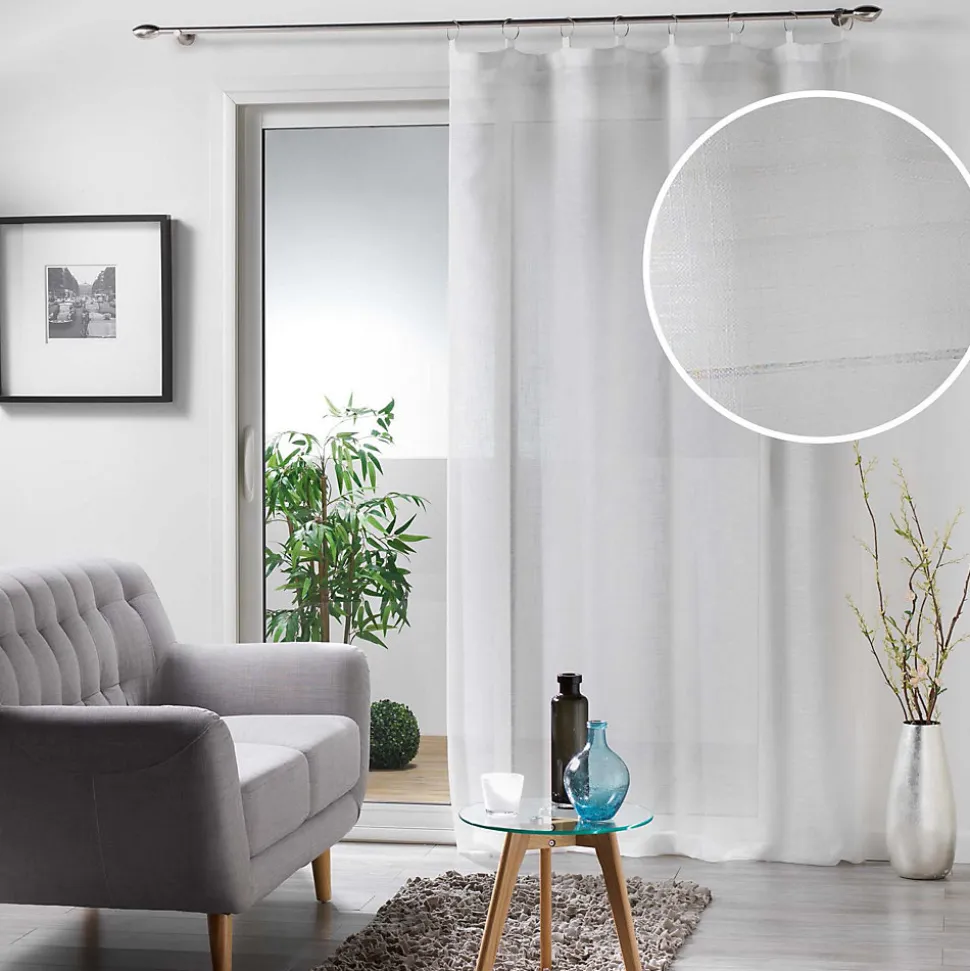 Voilage à anneaux 140 x 240 cm Voile tissé Milza Blanc