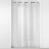 Voilage à œillets 140 x 240 cm Voile sablé brodé Hoops Blanc