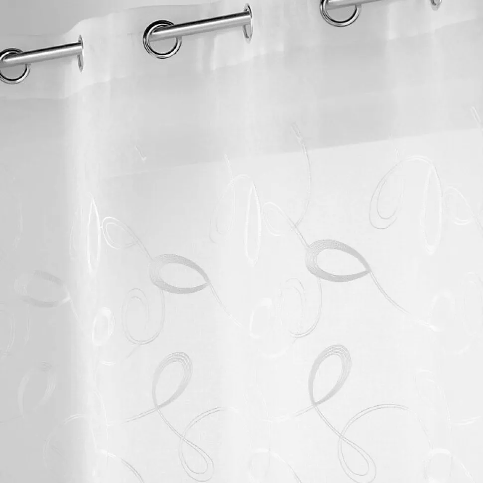 Voilage à œillets 140 x 240 cm Voile sablé brodé Hoops Blanc