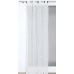 Voilage à œillets Ambre broderie vague blanc ivoire L.260 x l.140cm Rocle