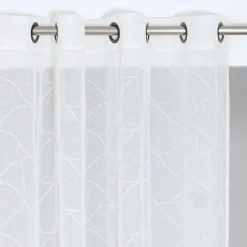 Voilage à œillets Ambre broderie vague blanc ivoire L.260 x l.140cm Rocle