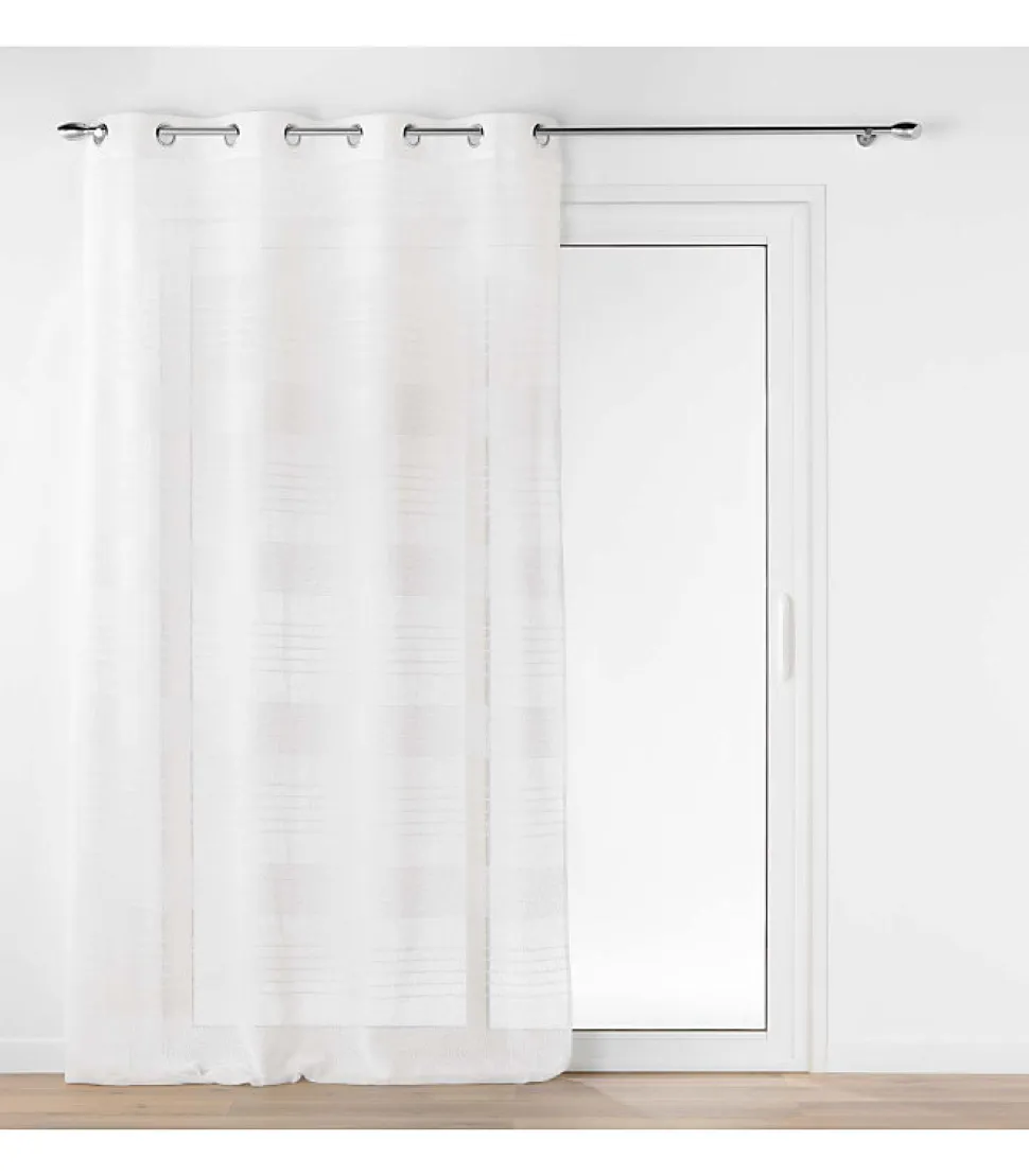 Voilage à œillets effet blanc tissé - 140x240cm - Blanc