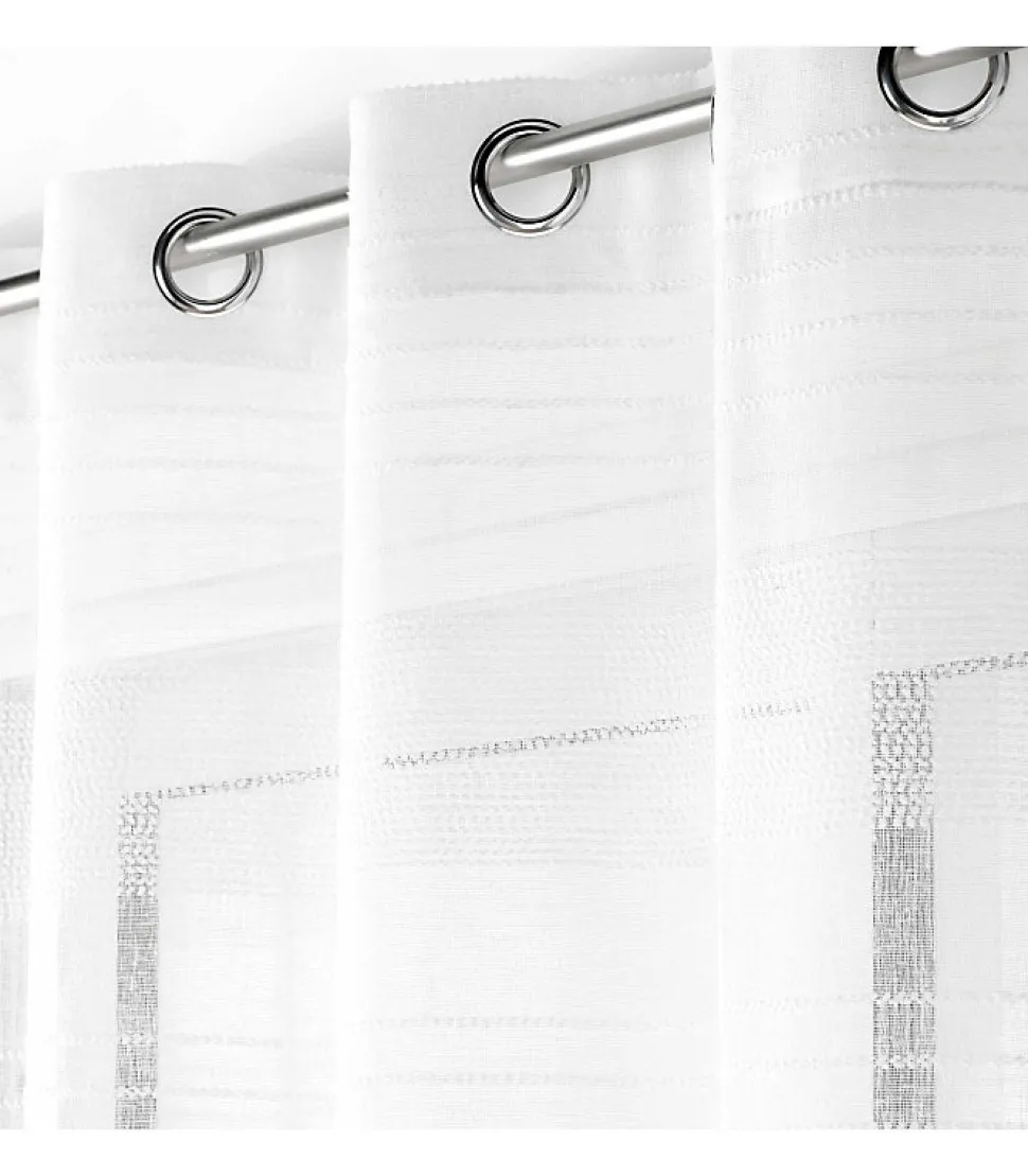 Voilage à œillets effet blanc tissé - 140x240cm - Blanc
