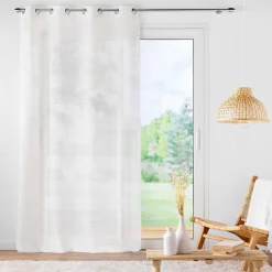 Voilage à œillets effet blanc tissé - 140x240cm - Blanc