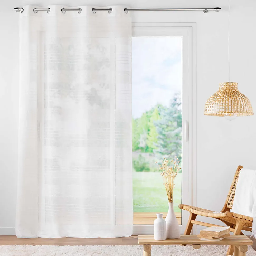Voilage à œillets effet blanc tissé - 140x240cm - Blanc