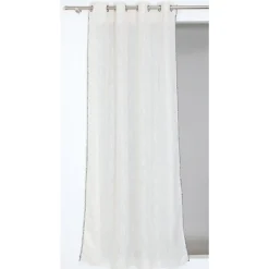 Voilage à œillets effet lin Meli broderie noir, blanc L.240 x l.140cm Rocle