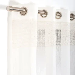Voilage à œillets Grace broderie rayuré blanc ivoire L.260 x l.140cm Rocle