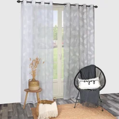 Voilage à œillets imprimé gomme blanc L.240 x l.140cm Dylrev