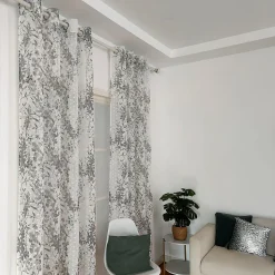 Voilage à œillets imprimé plumetis gris L.240 x l.140cm Dylrev