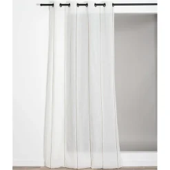 Voilage à œillets Laurène broderie rayuré blanc L.240 x l.140cm Rocle
