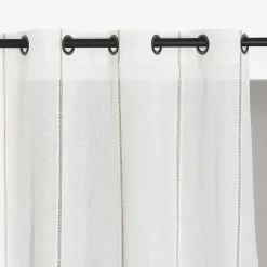 Voilage à œillets Laurène broderie rayuré blanc L.240 x l.140cm Rocle