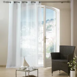 Voilage à œillets métal 140 x 240 cm Luminette unie Luminea Blanc