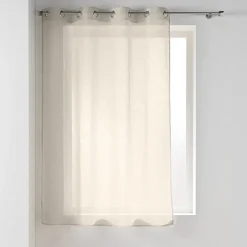 Voilage à œillets petite hauteur 140 x 180 cm Voile tissé Carlin Beige