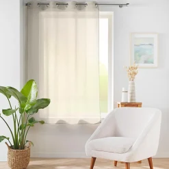 Voilage à œillets petite hauteur 140 x 180 cm Voile tissé Carlin Beige