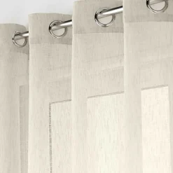 Voilage à œillets petite hauteur 140 x 180 cm Voile tissé Carlin Beige