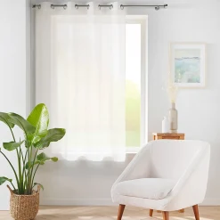 Voilage à œillets petite hauteur 140 x 180 cm Voile tissé Carlin Blanc