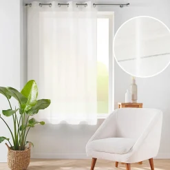Voilage à œillets petite hauteur 140 x 180 cm Voile tissé Carlin Blanc
