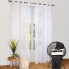Voilage à œillets étamine broderie papillons blanc L.240 x l.140cm Dylrev
