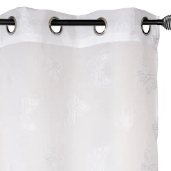 Voilage à œillets étamine broderie papillons blanc L.240 x l.140cm Dylrev