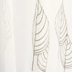 Voilage à œillets étamine broderie petites feuilles blanc ivoire L.240 x l.140cm Dylrev