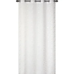 Voilage à œillets étamine broderie feuillage blanc L.240 x l.140cm Dylrev