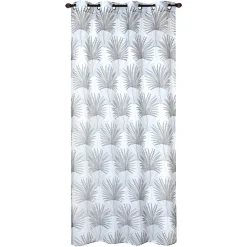 Voilage à œillets étamine imprimé feuillage gris L.240 x l.140cm Dylrev