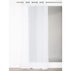 Voilage à œillets Trevi étamine effet fils coupés blanc L.240 x l.140cm Rocle