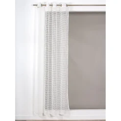 Voilage à œillets Waska effet cannage blanc ivoire L.240 x l.140cm Rocle