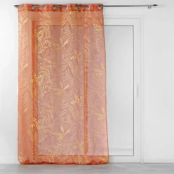 Voilage à oeillets 140 x 240 cm imprimé métallisé Belflor Terracotta/Or