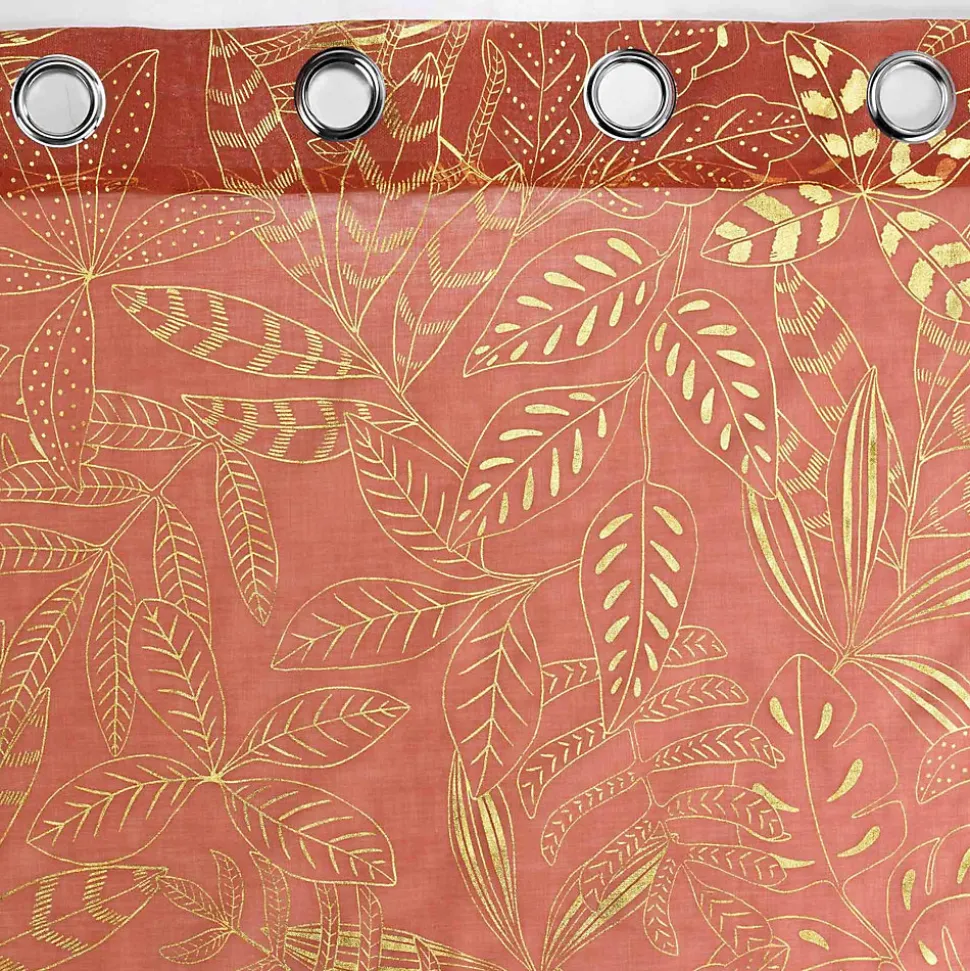 Voilage à oeillets 140 x 240 cm imprimé métallisé Belflor Terracotta/Or