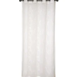 Voilage à oeillets broderie feuillage blanc cassé L.240 x l.140cm Dylrev