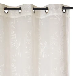 Voilage à oeillets broderie feuillage blanc cassé L.240 x l.140cm Dylrev