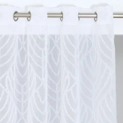 Voilage à oeillets effet jacquard Alma imprimé géométrique blanc ivoire L.240 x l.140cm Rocle