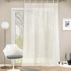 Voilage à passants en voile tissé (140x240 cm - Blanc cassé)