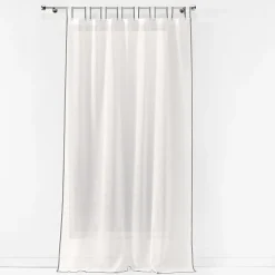 Voilage à passants en voile tissé (140x240 cm - Blanc cassé)