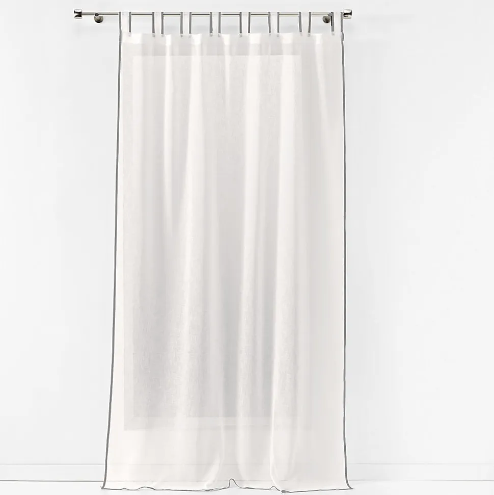 Voilage à passants en voile tissé (140x240 cm - Blanc cassé)