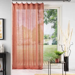 Voilage a anneaux 140 x 240 cm voile tissé Linka Terracotta