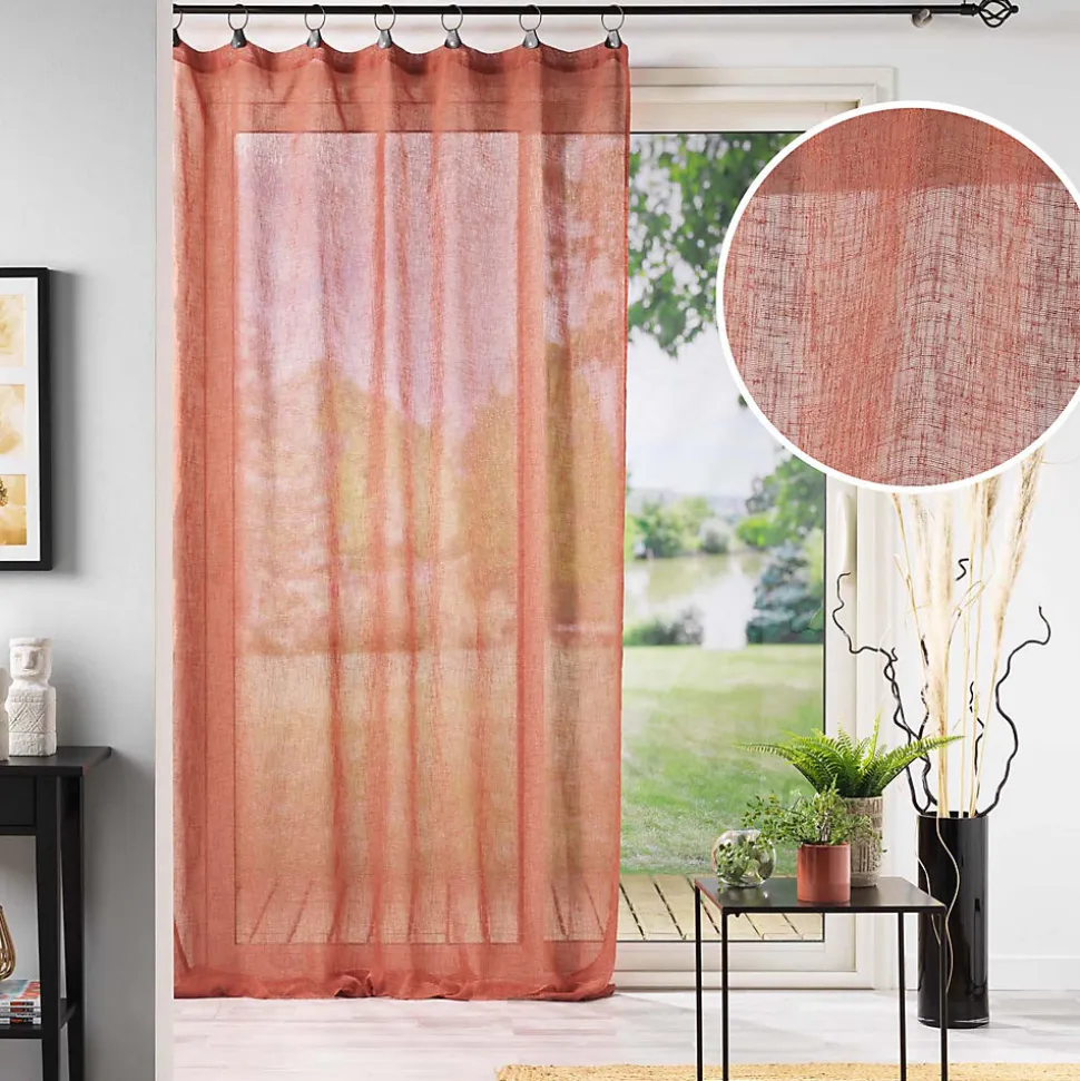 Voilage a anneaux 140 x 240 cm voile tissé Linka Terracotta