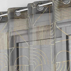 Voilage a oeillets 140 x 240 cm imprimé metallisé Lineor Anthracite/or