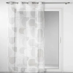Voilage a oeillets 140 x 240 cm voile sablé imprimé Esquisse Blanc